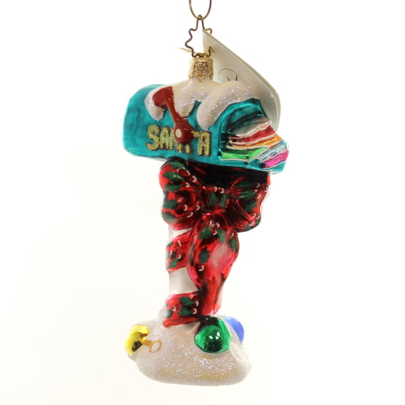 Christopher Radko North Pole Post Glass Ornament Mailbox Letters