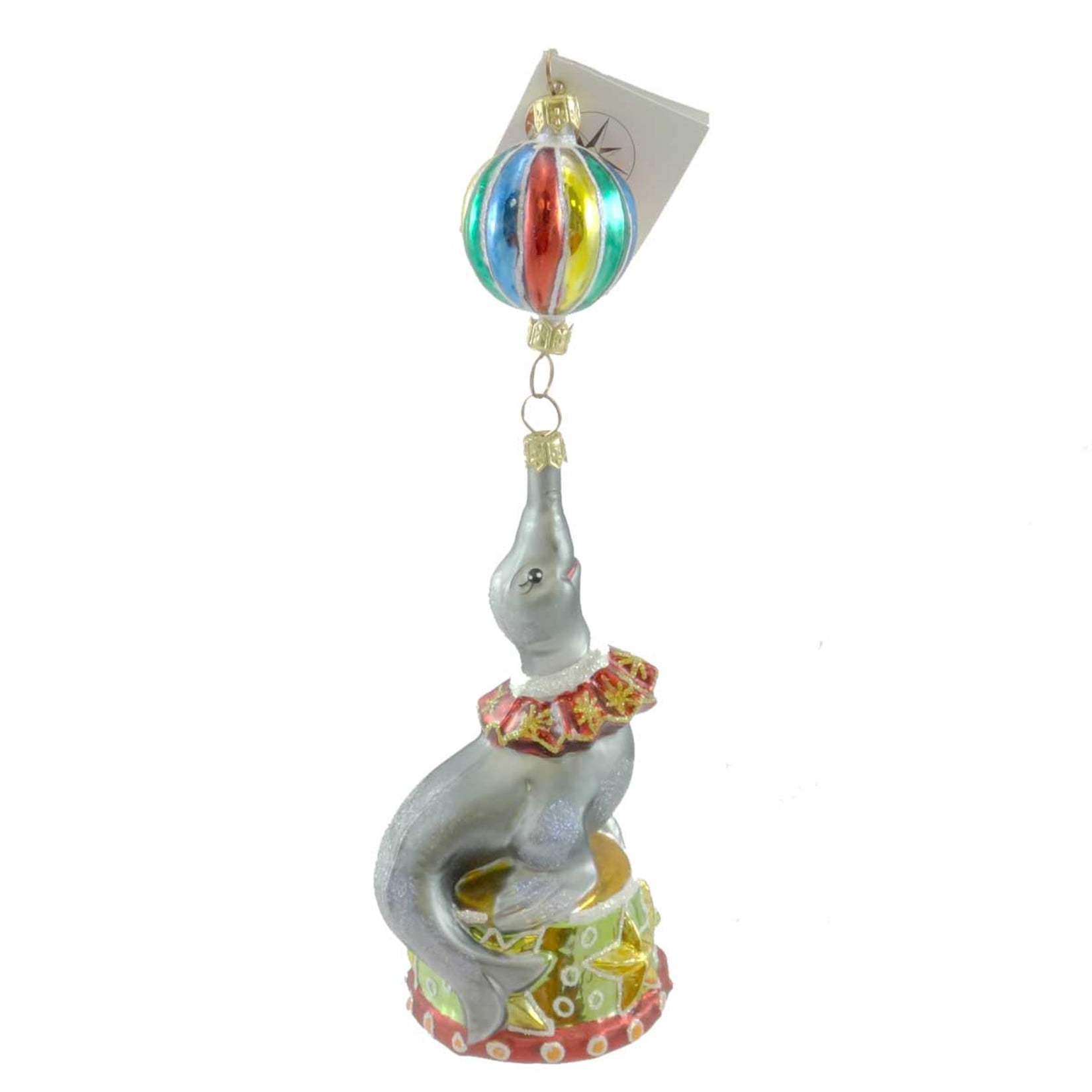 Christopher Radko On The Nose Glass Ornament Seal Ball Circus