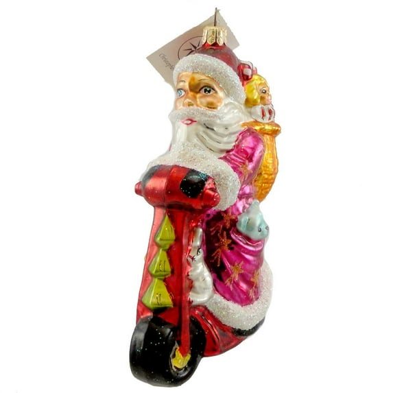 6.00In Scooting Star, Glass, Ornament Santa Scooter 972630 Pink