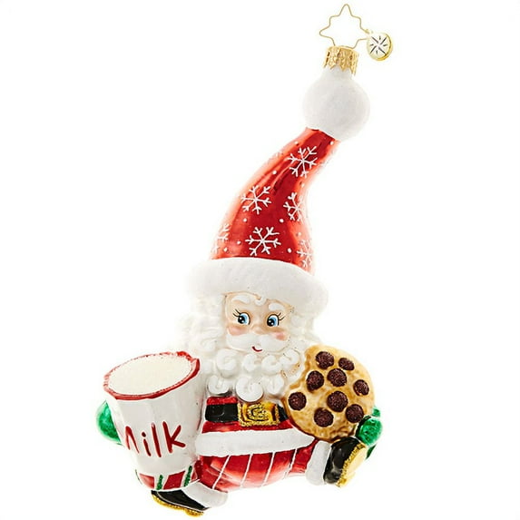 Christopher Radko Snack Time Santa Glass Ornament Milk Cookies 1018624
