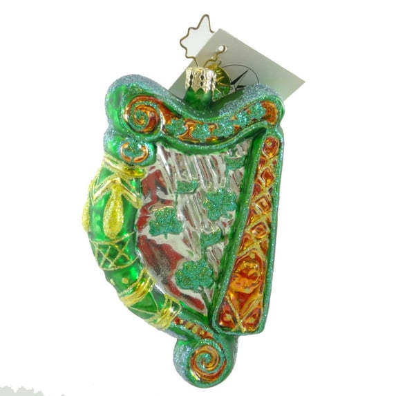 Christopher Radko Song Of Eire Blown Glass Ornament Irish Harp