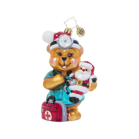 Christopher Radko Company The Doctor Is In - One Ornament 5 Inch, Glass - Teddy Bear Charity Awareness 1021288