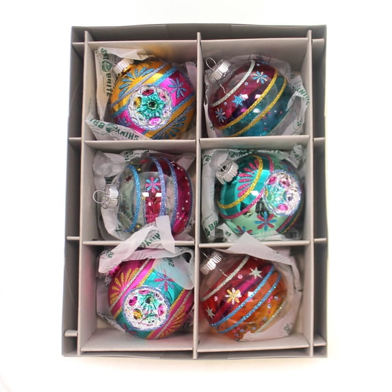 Christopher Radko Vintage Celebration Round Reflector Shiny Brite Set/6 4026949