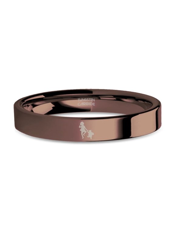 Christopher Robin Classic Pooh Engraved Brown Tungsten Wedding Band, 4mm, Size 6.5