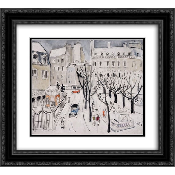 Christopher Wood 2x Matted 22x20 Black Ornate Framed Art Print 'Paris Snow Scene'