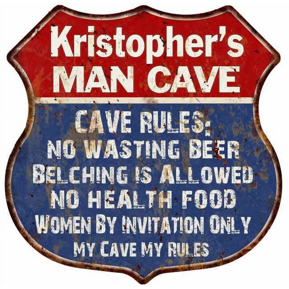 Christopher's Man Cave Rules Sign Shield Metal Gift 211110023503