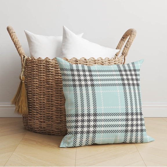 Christopher's Plaid Light Blue Throw Pillow