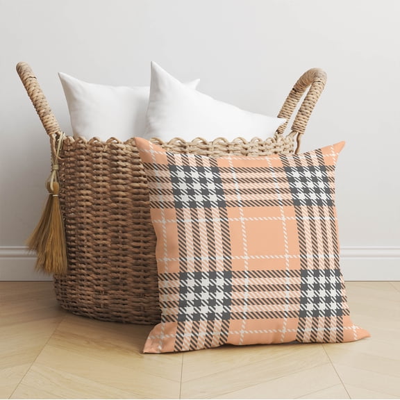 Christopher's Plaid Peach Throw Pillow