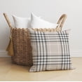 thumbnail image 1 of Christopher's Plaid Taupe Throw Pillow, 1 of 4