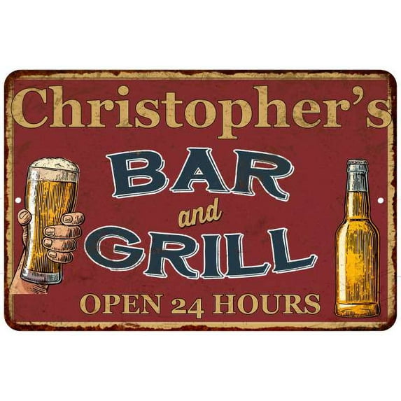 Christopher's Red Bar and Grill Rustic Sign Decor 8x12 108120045999