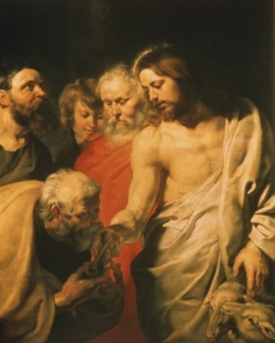 Christs Charge to Peter c1606 Peter Paul Rubens (1577-1640Flemish) Oil on Wood Panel Wallace Collection London England Canvas Art - Peter Paul Rubens (24 x 36)