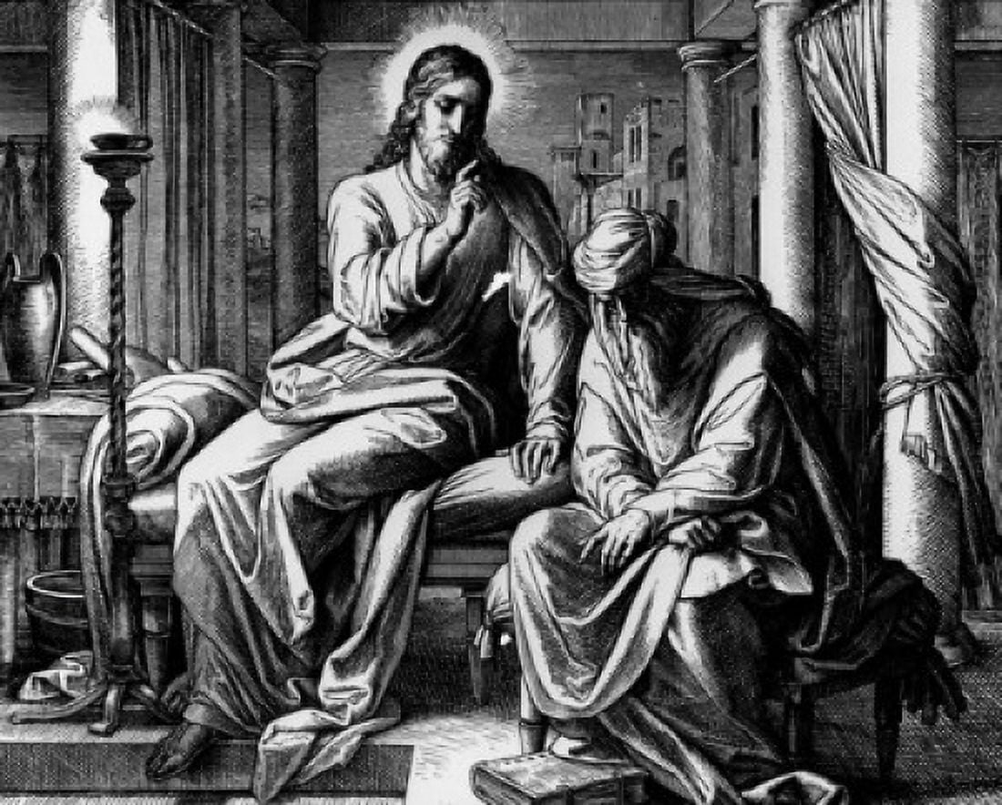 Christs Discussion with Nicodemus on Eternal Life by Julius Schnorr von Carolsfeld print 1794-1872 Canvas Art -  (24 x 36)