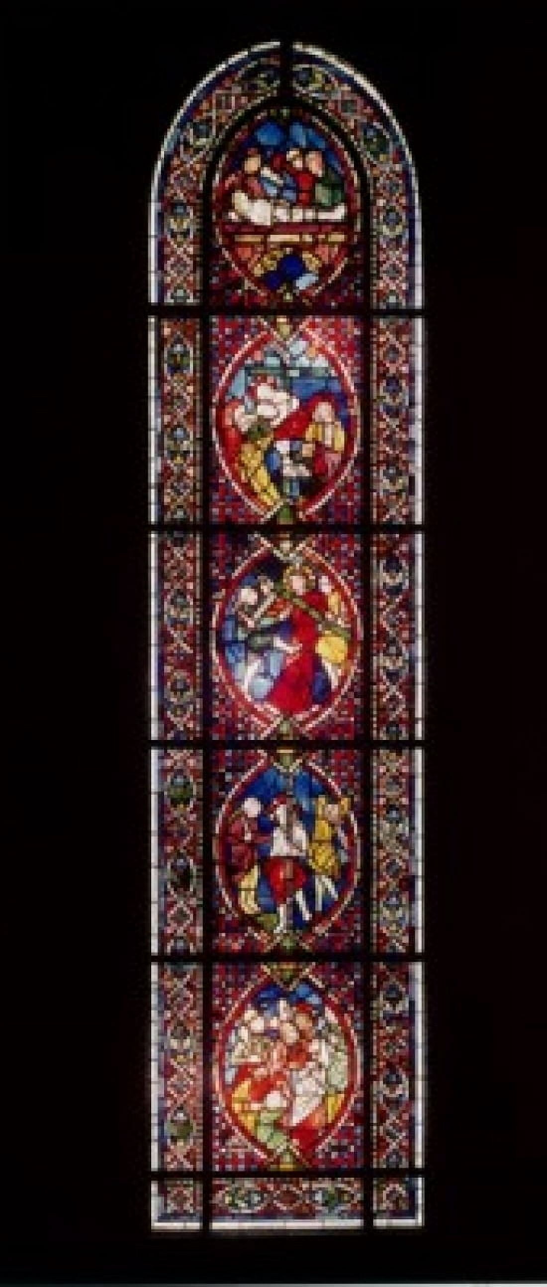 Christs Passion in 5 Panels Betrayal to Entombment ca 1245 Stained Glass Depository of Historical Monuments Sens France Canvas Art - (24 x 36)