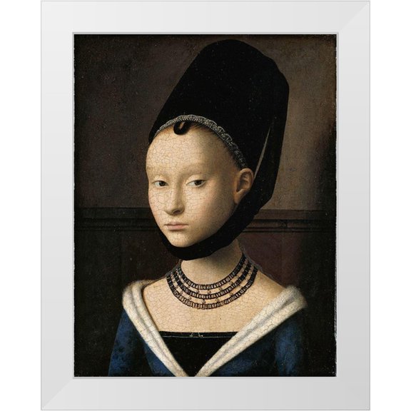 Christus, Petrus 12x14 White Modern Wood Framed Museum Art Print Titled - Portrait of a Young Girl