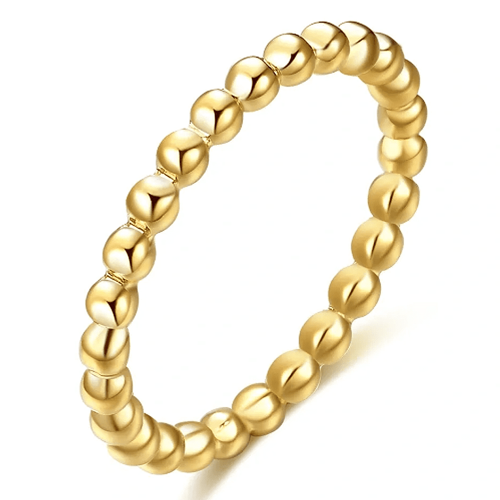 Christy - 18K Gold Plated Stackable Beaded Ring Stainless Steel Beaded ...