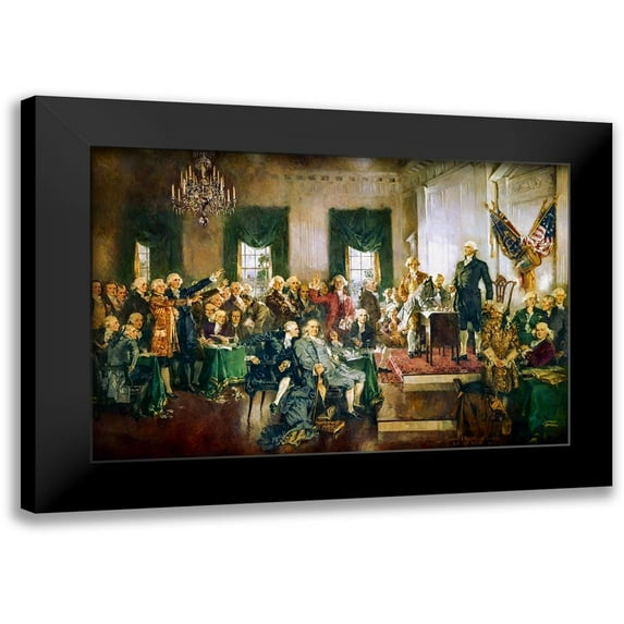 Christy, Howard Chandler 18x13 Black Modern Framed Museum Art Print Titled - Scene at the Signing of the Constitution of the United States