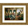 thumbnail image 1 of Christy, Howard Chandler 18x13 Gold Ornate Wood Framed with Double Matting Museum Art Print Titled - Scene at the Signing of the Constitution of the United States, 1 of 4