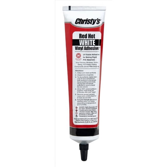 Christys 4001516 5.25 oz Red Hot White Adhesive for PVC & Vinyl