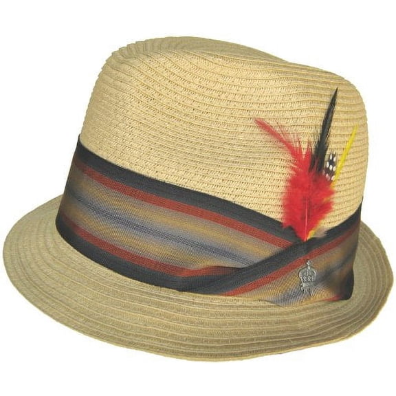 Christys' Crown "Fat Tony" Fedora Sewn Paper Braid Trilby Summer Beach Golf Hat (MEDIUM = 7 - 7 1/8 = 22 - 22 3/8 inches = 56 - 57cm)