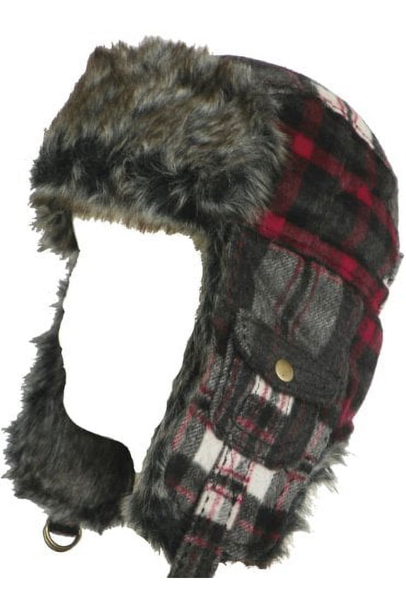 Christys Crown "Larmoos" Plaid Wool Trooper Snowboard Hat Aviator