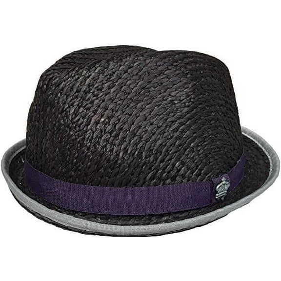 Christys Crown Raffia Snap Brim Fedora (Black, M/L)