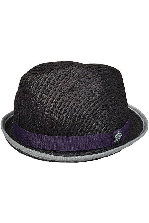 Christys Crown Raffia Snap Brim Fedora (Black, S/M)