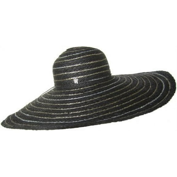 Christys Crown "Sofi" Big Brim Raffia Womens Sun Hat (Black)