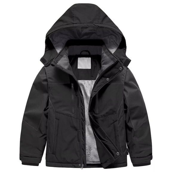 Chrisuno Boy Winter Coat Snow Jackets Ski Windproof Warm Parka Hooded Black 8