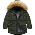 thumbnail image 1 of Chrisuno Boy's Big Active Puffer Jacket Heavy Winter Parka Jackets Coat With Lined Hood Army Green 4-5, 1 of 5