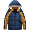 thumbnail image 1 of Chrisuno Boy's Waterproof Warm Winter Coat Thicken Padded Insulated Puffer Jacket With Hood Navy&Yellow 6-7, 1 of 5