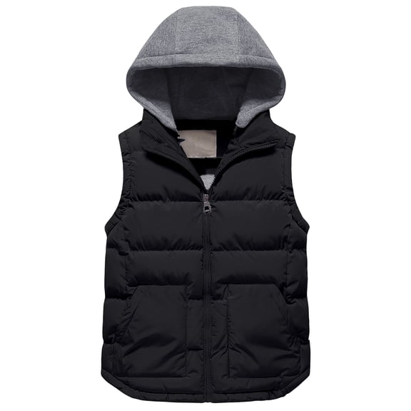 Chrisuno Boy's Winter Snow Puffer Vest Quilted Padded Sleeveless Jacket Ultra Warm Classic Waistcoat Black 14-16