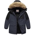 thumbnail image 1 of Chrisuno Boys Coats Winter Jacket Warm Thick Padded Heavyweight Hip-Length Parka Windproof Outwear With Hood Grey&Black 14-16, 1 of 5