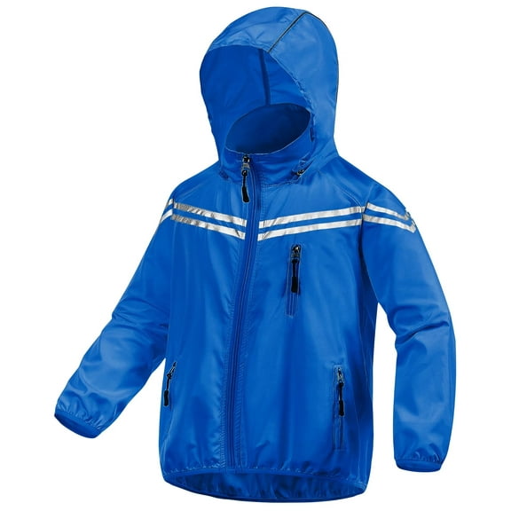 Chrisuno Boys' Fold Up Rain Jacket Waterproof Windbreaker Raincoat Kids Youth Lightweight Outdoor Hooded Packable Coat Blue 8