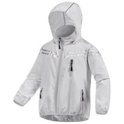 Chrisuno Boys Girls Hooded Rain Jackets Teens Rain Coats Packable Windbreaker For Kids Lightweight Summer Jackets Grey 14/16