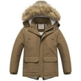 thumbnail image 1 of Chrisuno Boys Hood Winter Coat Heavy-Weight Waterproof Multiple Pockets Puffer Jacket Sherpa Parka Brown 14-16, 1 of 5