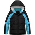 thumbnail image 1 of Chrisuno Boys Winter Coats Lightweight Water-Resistant Windproof Hooded Down Alternatives Padding Jacket Black&Blue 14-16, 1 of 5