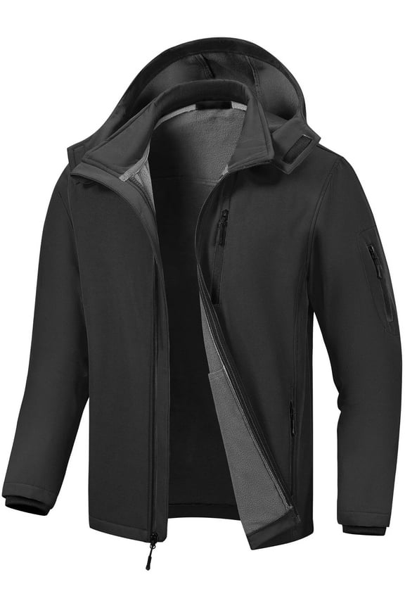 Fleece Men Breathable Jacket Men's Biker Windbreaker Softshell Lined Water Resistant Military Lightweight Coat For Hunting Dark Grey XL