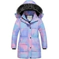 thumbnail image 1 of Chrisuno Girl's Long Length Insulated Winter Coats Water Resistant Thickened Girls Puffer Jacket Colorful Warm Parka Pink&Ombre 10-12, 1 of 5