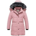 thumbnail image 1 of Chrisuno Girl's Long Winter Coat Parka Soft Fleece Line Hooded Quilted Puffer Jacket Children Raincoats Pink 10-12, 1 of 5