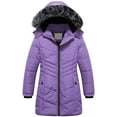 thumbnail image 1 of Chrisuno Girl's Outdoor Long Winter Bubble Coat Parka Water Resistant Warm Puffer Jacket Outerwear Purple 6-7, 1 of 5