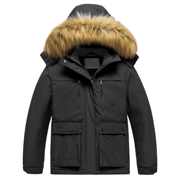 Chrisuno Girl's Snow Jacket Kids Ski Coat Winter Hiking Outerwear Parka Black 6/7