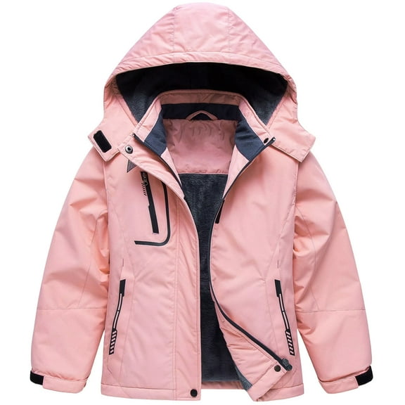 Chrisuno Girl's Windproof Mountain Snow Jacket Winter Waterproof Ski Jacket with Hood Pink 8