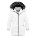 thumbnail image 1 of Chrisuno Girl's Windproof Winter Bubble Jacket Fleece Lined Water Repellent Long Puffer Coat With Hood White 6-7, 1 of 5