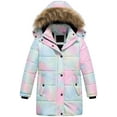 thumbnail image 1 of Chrisuno Girls Long Winter Coat Water Resistant Warm Puffer Jackets For Kids Soft Fleece Lined Winter Parka With Detachable Hood Ombre 6/7, 1 of 5