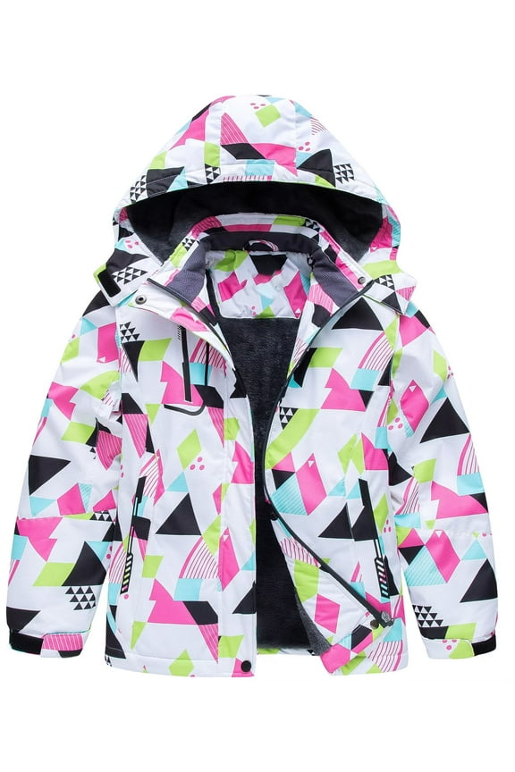 Girls Ski Jacket Winter Coat for Hiking Snowboarding Geometry 4-5