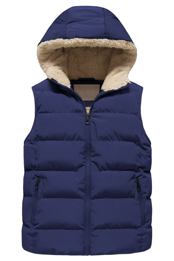 Girls Toddlers' Essential Warm Vest Heavy-Weight Boys Puffer Vest Quilted Cotton Vest Puff Lined Gilet Navy 4/5