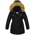thumbnail image 1 of Chrisuno Girls Winter Coats Waterproof Long Length Puffer Jacket Soft Fleece Lined Outdoor Winter Parka With Hood Black 4-5, 1 of 5
