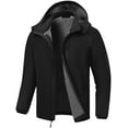 thumbnail image 1 of Chrisuno Jackets For Men Insulated Jacket With Hood Light Spring Men's Pockets Performance Fleece Lined Water Resistant Soft Shell Winter Coats Black 3XL, 1 of 5