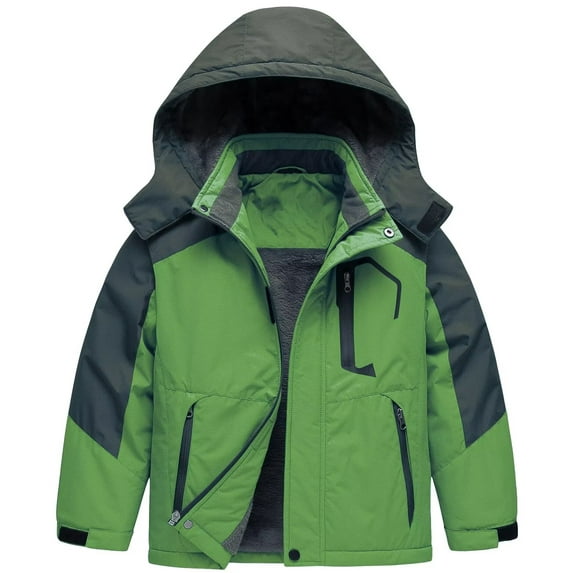 Chrisuno Kids Winter Coats Youth Ski Jacket Boys Waterproof Windbproof Hooded Mountain Sportswear Outdoor Raincoat Green 8