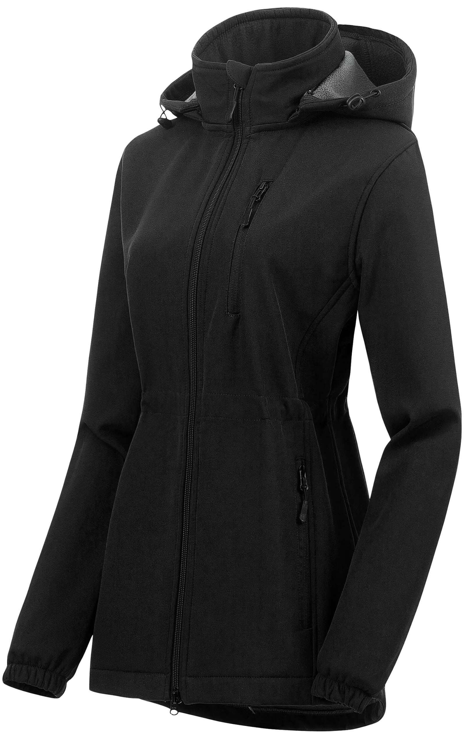 Chrisuno Ladies Lightweight Hooded Softshell Jacket Ladies Core Soft Shell Multiple Pockets Trench Coats Black M Walmart